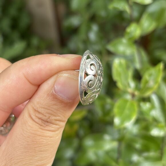 Vintage Handcrafted Sterling Silver Filigree Dome Earrings 7.1g Ornate Floral - Picture 5 of 6